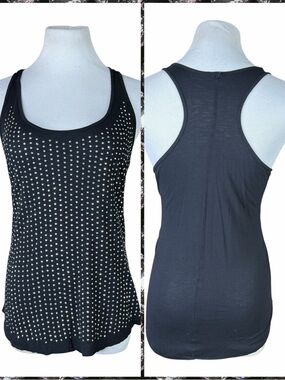 10/$25🦋 The Classic Black & Silver Studded Scoop Neck Racerback Tank - Medium